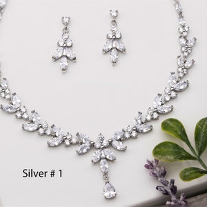 Wedding Jewelry Set, cubic zirconia set, bridal jewelry, wedding necklace set