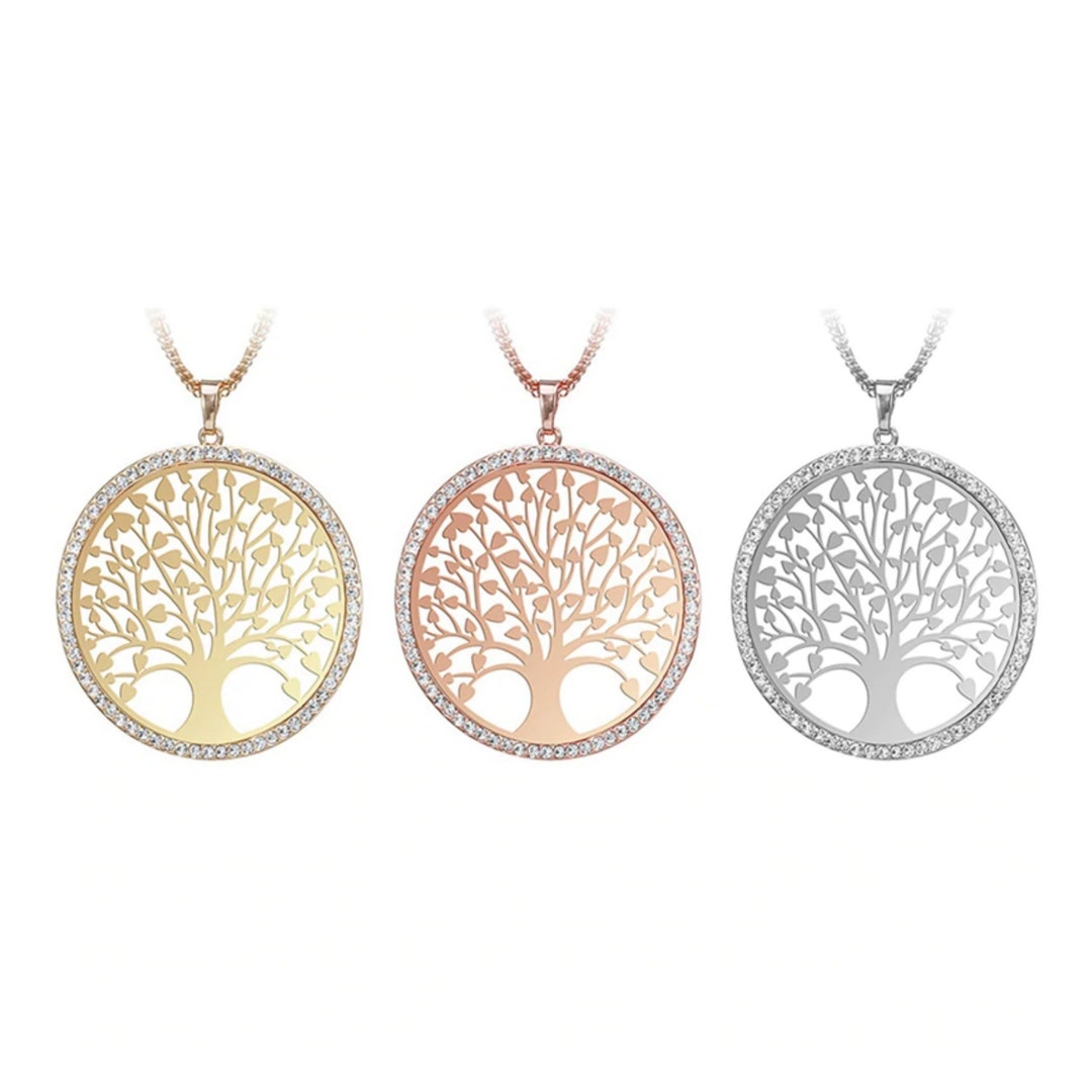 Gold Tree of Life Crystal Necklace Family Necklace Gift for Etsy