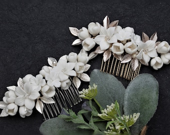 Floral bridal hair comb, Wedding headpiece, Bridal decorative comb, Bridal hair piece, Wedding hair accessories