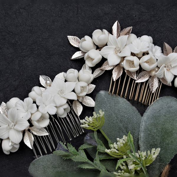 Floral bridal hair comb, Wedding headpiece, Bridal decorative comb, Bridal hair piece, Wedding hair accessories