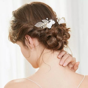 Gold bridal hair pins, bridal hair comb, bridal hair pins, wedding hair pins, gold floral hair pins, wedding flower hair comb, floral hair image 5
