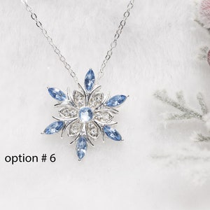 Sparkling Silver and Blue Crystal Snowflake Necklace, Dainty Snowflake ...