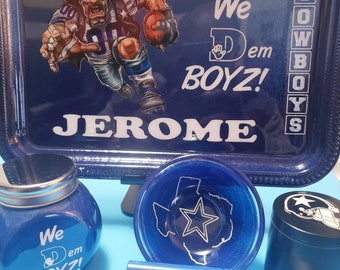 Cowboys Custom Rolling Tray Set with grinder