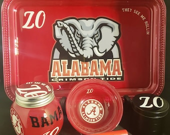 Alabama Custom Rolling Tray Set with grinder.