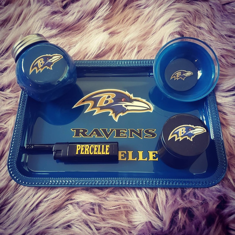 Baltimore Ravens Custom Rolling Tray Set With Grinder. Etsy