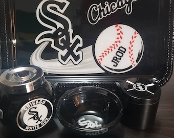 Chicago White Sox Custom Rolling Tray Set with Grinder