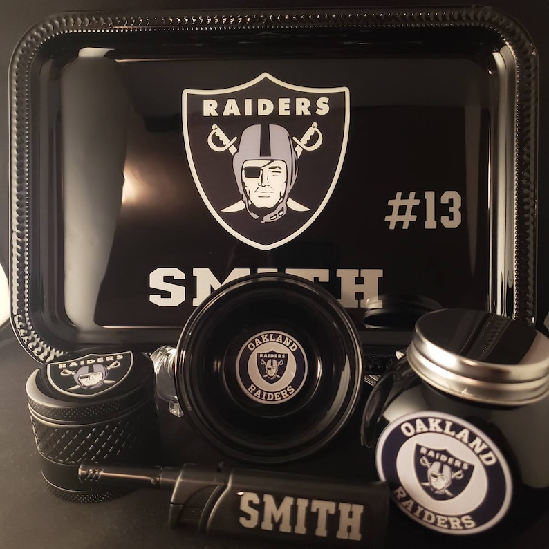 Raiders Custom Rolling Tray Set With Grinder. Etsy