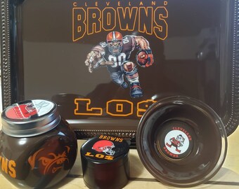Cleveland Browns Custom Rolling Tray Set with grinder.