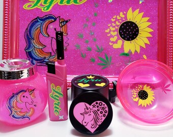 Unicorn Custom Rolling Tray set with grinder