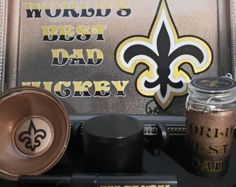 World,s Best Dad Custom Rolling Tray set with grinder.
