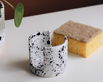 Stoneware sponge holder, Ceramic kitchen sink sponge holder, Pottery napkin holder, Stylish kitchen decor, Housewarming gift