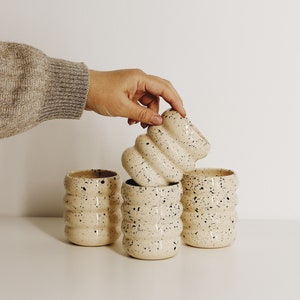 Wave beige coffee mug, Handmade pottery tea cup, Stylish ceramic cup, Stoneware fall coffee mug, Coffee mug for boyfriend, The office mug