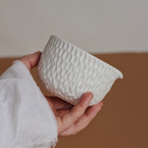 White Ceramic Matcha Bowl With Spout Stoneware Speckled Etsy