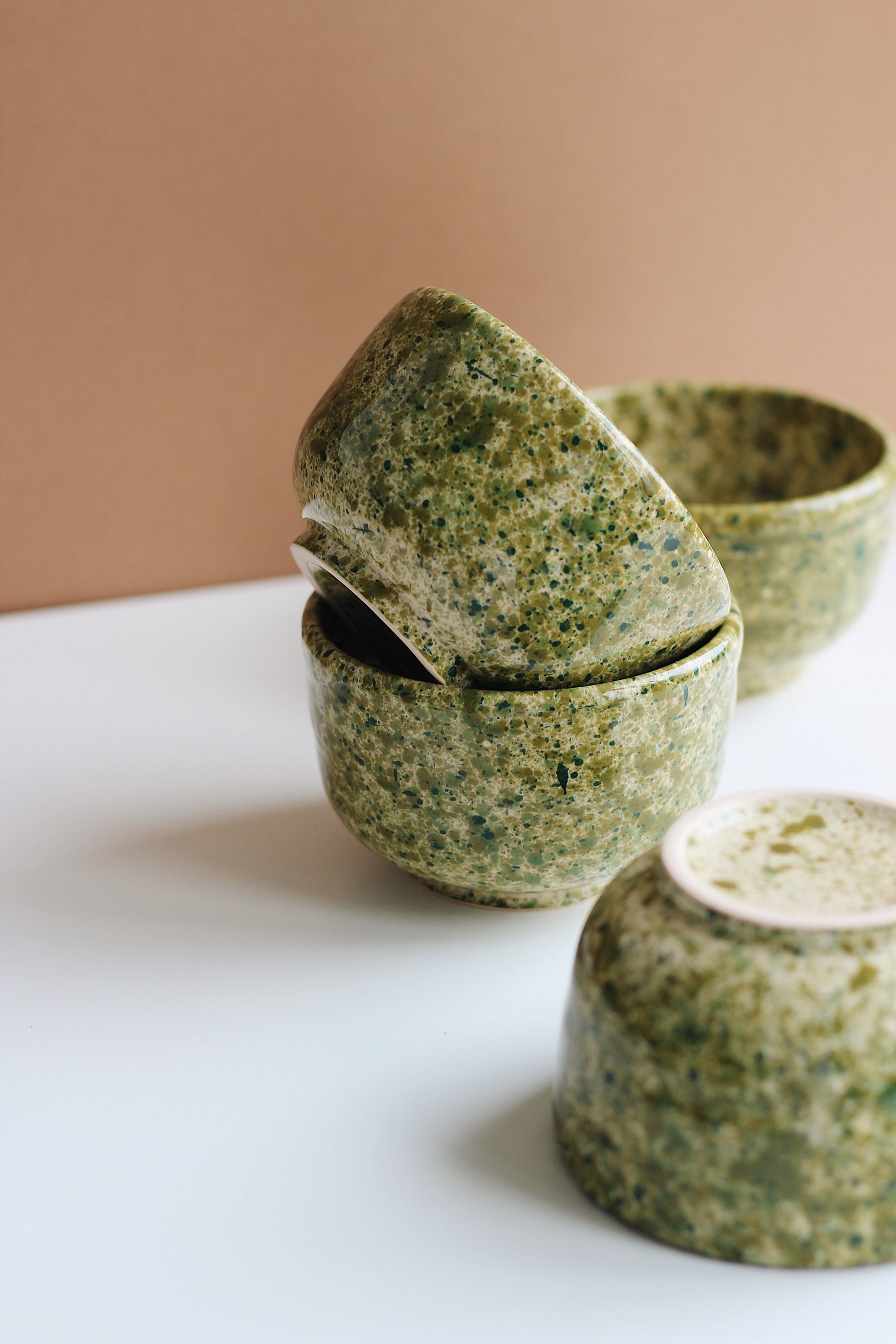 Green matcha bowl for everyday use Ceramic green speckled Etsy