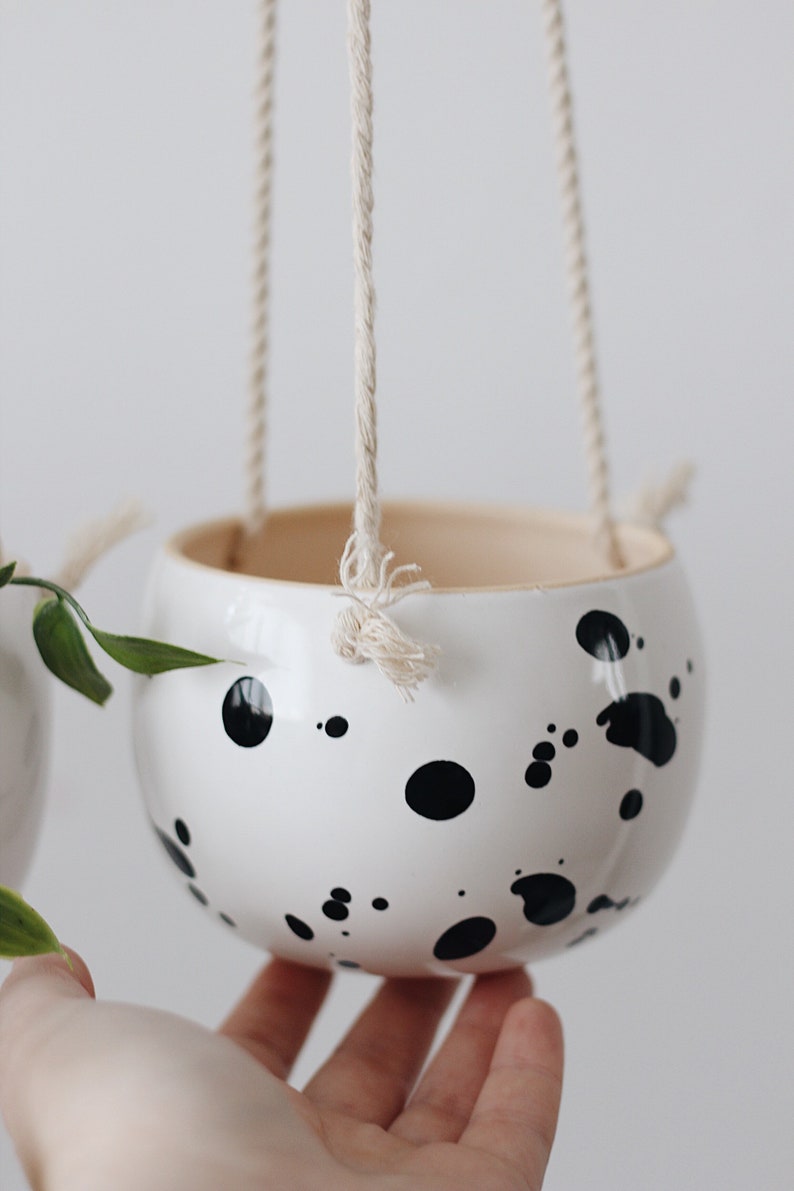 Hanging planter indoor as housewarming gift, Hanging wall planter, Ceramic plant hanger, Plant pot, Plant holder, Modern planter indoor image 2