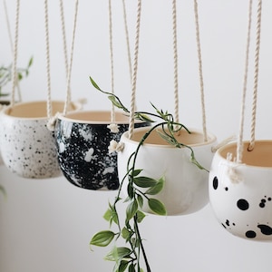 Hanging planter indoor as housewarming gift, Hanging wall planter, Ceramic plant hanger, Plant pot, Plant holder, Modern planter indoor image 3