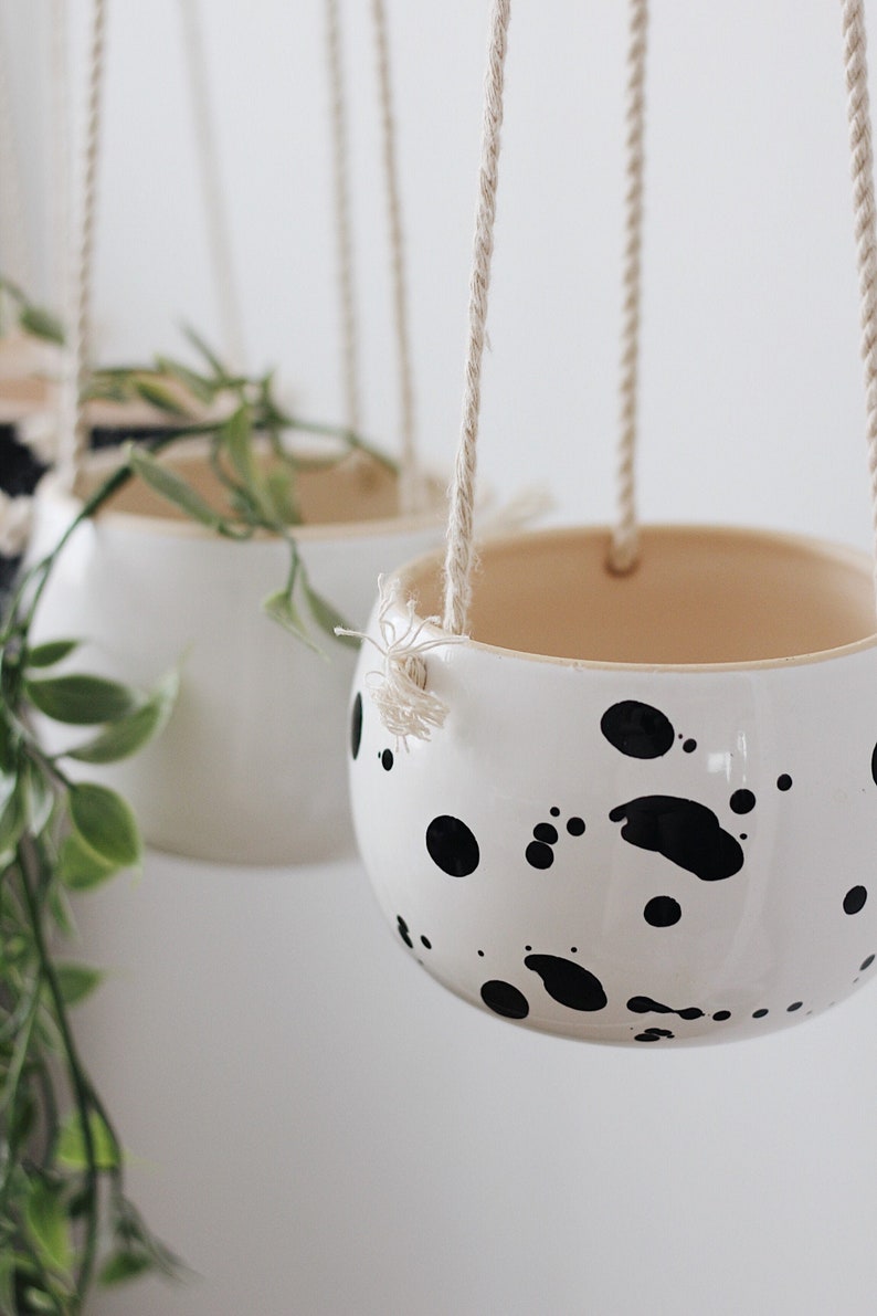 Hanging planter indoor as housewarming gift, Hanging wall planter, Ceramic plant hanger, Plant pot, Plant holder, Modern planter indoor image 1