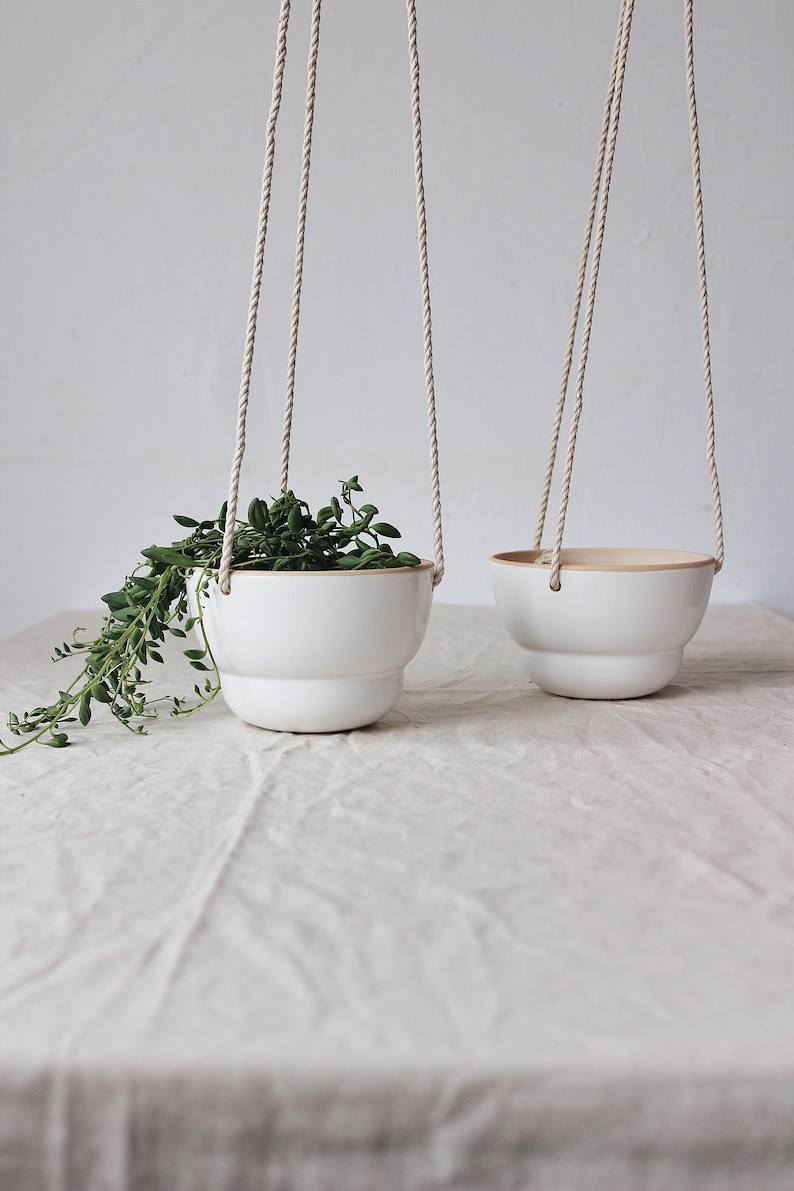 Simple Hanging Planter, Ceramic succulent planter, Plant hanger, Wall planter, Plant pot, Succulent pot Indoor planter, Wall hanging planter image 3