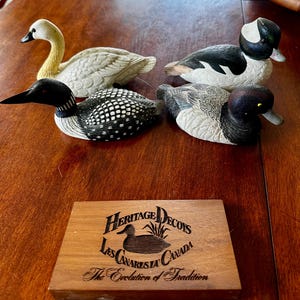Set of 4 Duck / Waterfowl Heritage Decoys - Les Canards du Canada - Bonded Wood Sculptures by World Champion Carver