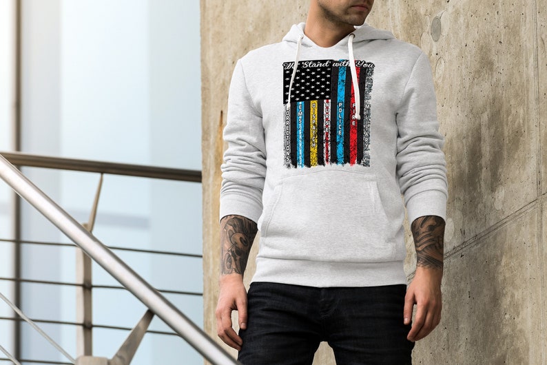 We Stand with You Adult Unisex Hoodie American Flag Police image 0