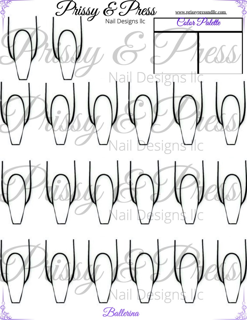 Printable Nail Design Template Square Almond Etsy Printable Nail Design Template Square Almond Etsy