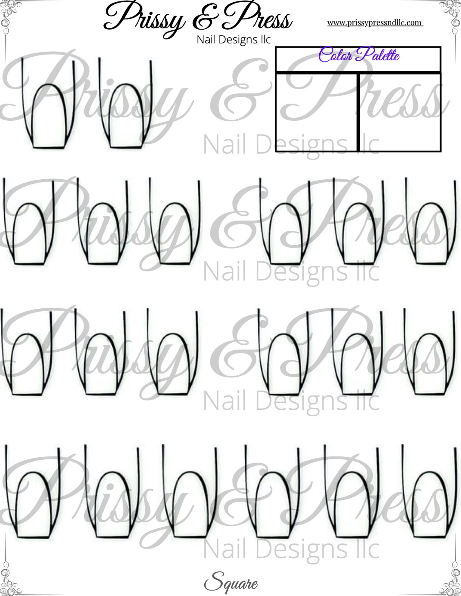 Printable Nail Design Template Square Almond Etsy Printable Nail Design Template Square Almond Etsy