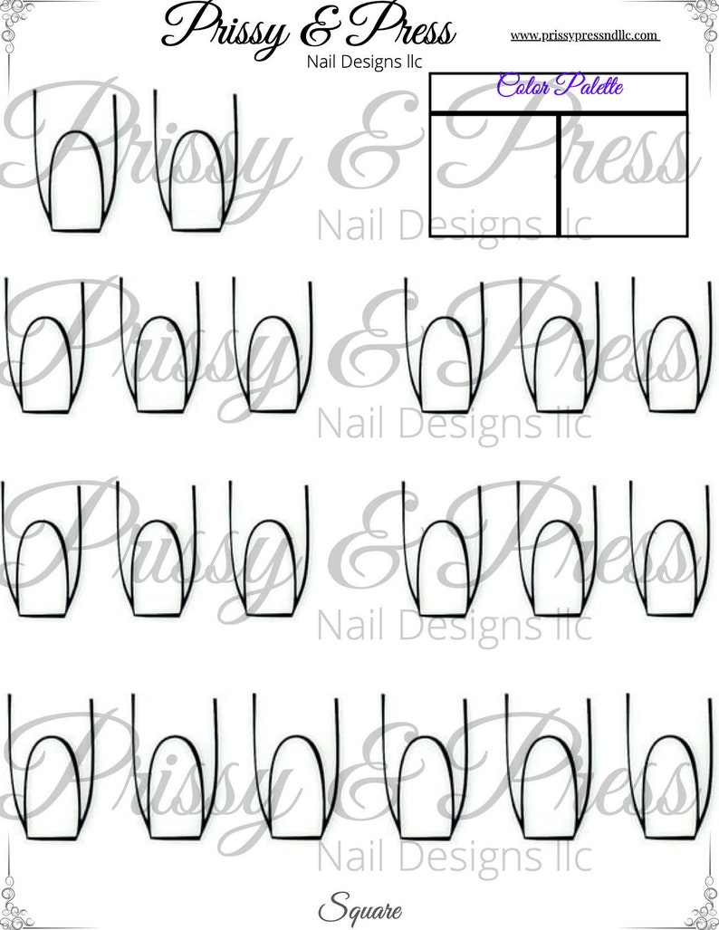 Printable Nail Design Template Square | Etsy
