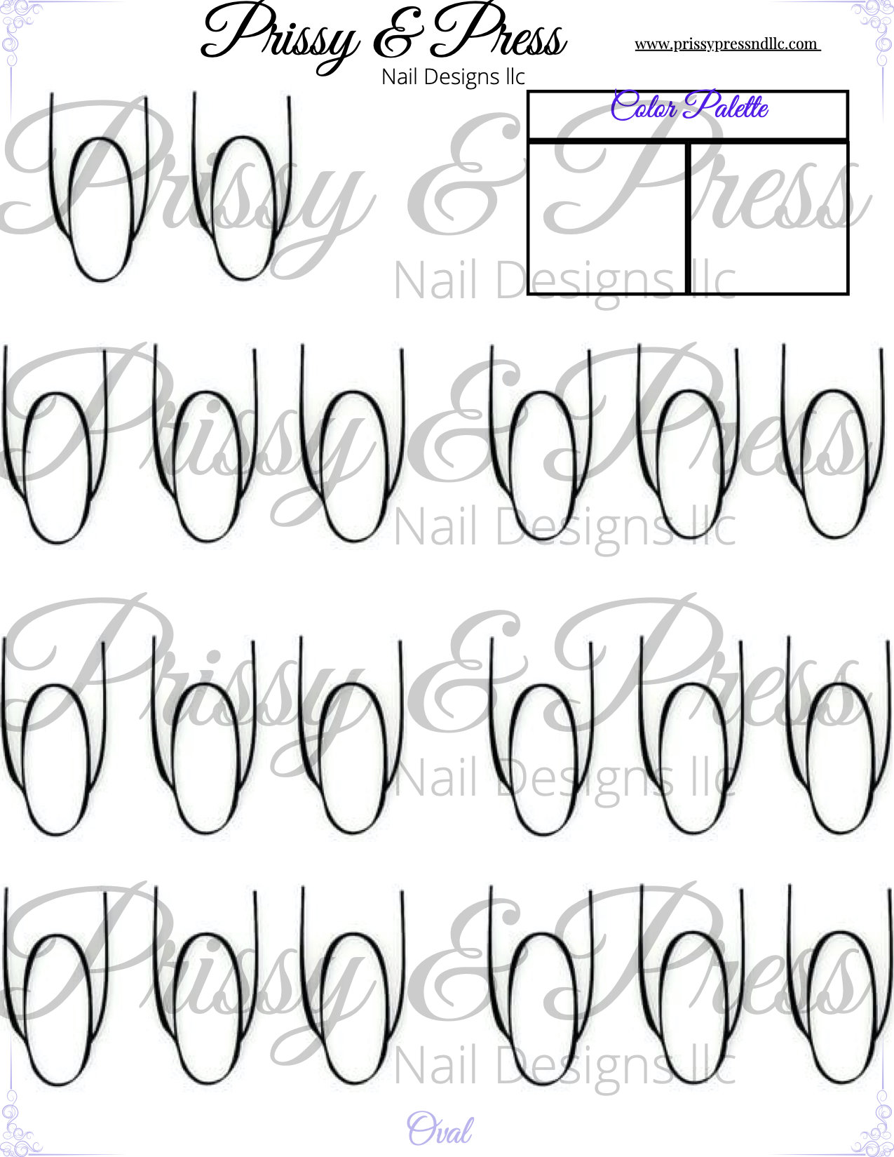 Printable Nail Design Template Square Almond Etsy Printable Nail Design Template Square Almond Etsy