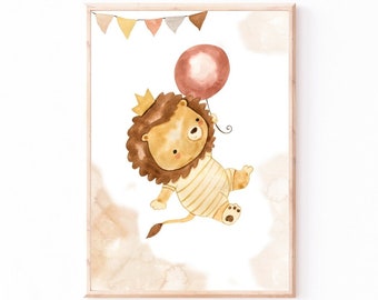 Kinderbild Kinderposter "Baby Löwe", A4 & A3, Kinderzimmer, Kinderbilder Tiere, Babyzimmer, Wanddekoration Baby, Baby Geschenk, Poster Tiere