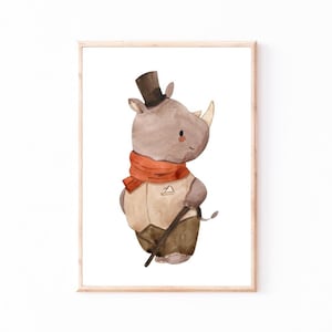 Poster Kinderzimmer Nashorn · Kinderzimmer Bilder Tiere Geschenkidee Kinder Kinderzimmer Dekoration Babyzimmer Deko Baby Geschenk Geburt