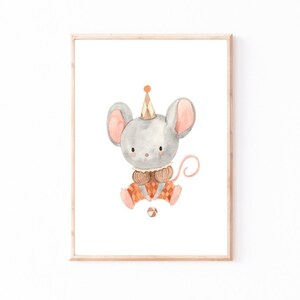 Poster Kinderzimmer Maus & Ball  Kinderzimmer Bilder Geschenkidee Kinder Kinderzimmer Dekoration Babyzimmer Deko Baby Geschenk Geburt Zirkus