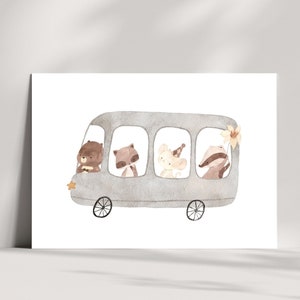 Karte Tierbus, Postkarte Tiere Reisebus,  Karte Van Tiere, Postkarte Camper Tiere,  Karte Kindergeburtstag, Karte gute Reise, Grußkarte