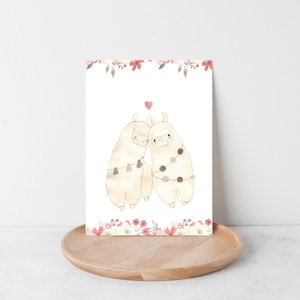 Karte Alpaka Liebe · Grußkarte Glückwunschkarte Hochzeit Karte Verlobung Geschenkidee Liebesgrüße Postkarte Liebe Valentinstag Karte A6