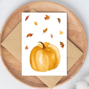 Karte Kürbis & Herbstlaub Grußkarte Herbstliebe Glückwunschkarte Geburtstag Geschenkidee Dankeskarte Geburtstagskarte, Herbstdeko DIN A6
