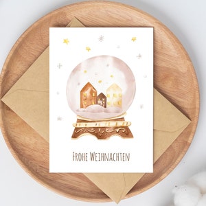 Weihnachtskarte Schneekugel Weihnachtskarten Set Karten für Weihnachten Weihnachtsgeschenk Frohe Weihnachten Karte Weihnachtsdekoration A6