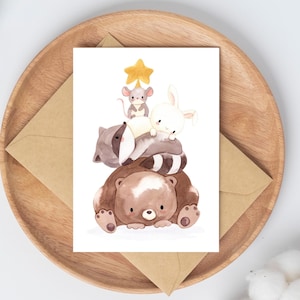 Weihnachtskarte Tierpyramide Weihnachtskarten Set Karten für Weihnachten Weihnachtsgeschenk Frohe Weihnachten Karte Weihnachtsdekoration A6