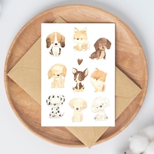 Karte Hund · Hunderassen Postkarte Geschenk Hundeliebhaber Hund Dackel Golden Retriever Labrador Dalmatiner Pudel A6 Grußkarte Geschenkkarte