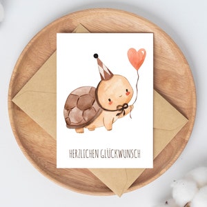 Karte Kindergeburtstag Schildkröte · Glückwunschkarte Herzlichen Glückwunsch Geburtstagskarte Kind Karte Kindergeburtstag Geburtstagswünsche