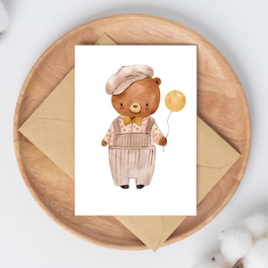Karte Bär · Glückwunschkarte Grußkarte Geburtstagskarte Geschenkkarte Karte Kindergeburtstag A6 Geburtstagswünsche Dekoration Vintage