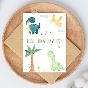 Karte Kindergeburtstag Dinosaurier · Herzlichen Glückwunsch Glückwunschkarte Kind Jungen Kindergeburtstag Geburtstagswünsche Dinos