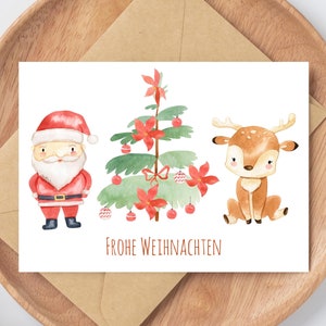 Weihnachtskarte Weihnachtsmann & Rentier Weihnachtskarten Set Weihnachten Karten Weihnachtsgeschenk Frohe Weihnachten Weihnachtsdeko A6