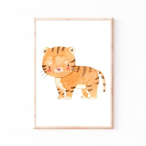 Kinderbild Kinderposter "Tiger", A4 & A3 Poster Kinderzimmer, Kinderbilder, Babyzimmer, Poster Baby Geschenk Tierbild, Wanddeko, Bild Tiger