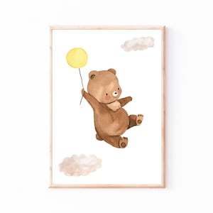 Poster Kinderzimmer Bär fliegt · Kinderzimmer Bilder Tiere Geschenkidee Kinder Kinderzimmer Dekoration Babyzimmer Deko Baby Geschenk Geburt