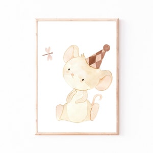 Poster Kinderzimmer Maus & Hut · Kinderzimmer Bilder Tiere Geschenkidee Kinder Kinderzimmer Dekoration Babyzimmer Deko Baby Geschenk Geburt