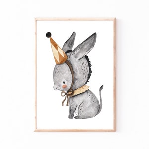 Poster Kinderzimmer Esel & Hut · Kinderzimmer Bilder Tiere Geschenkidee Kinder Kinderzimmer Dekoration Babyzimmer Deko Baby Geschenk Geburt