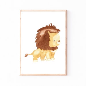 Kinderbild Kinderposter "Löwe steht", A4 & A3 Poster Kinderzimmer, Kinderbilder, Babyzimmer, Poster Baby Geschenk Tierbild, Wanddeko, Bild