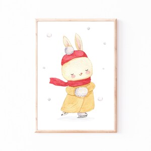 Weihnachtsposter Hase · Kinderzimmer Bilder Geschenkidee für Kinder Weihnachten Kinderzimmer Deko Babyzimmer Baby Geschenk A5 A4 A3