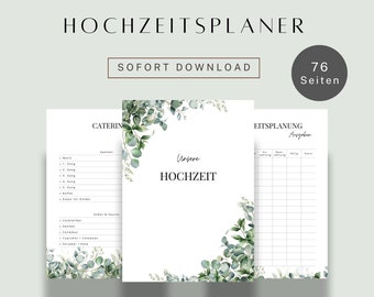 Hochzeitsplaner deutsch zum Ausdrucken & digital |  Hochzeitsplanung |  Hochzeitsorganisation | Hochzeitsplaner druckbar | Hochzeit Vorlagen