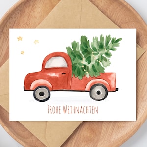Weihnachtskarte Auto & Weihnachtsbaum Weihnachtskarten Set Karten Weihnachten Weihnachtsgeschenk Frohe Weihnachten Karte Weihnachtsdeko A6