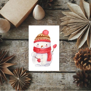 Mini-Weihnachtskarte Schneemann Weihnachtskarten Set Karten für Weihnachten Weihnachtsgeschenk Frohe Weihnachten Karte Geschenkkarte A7